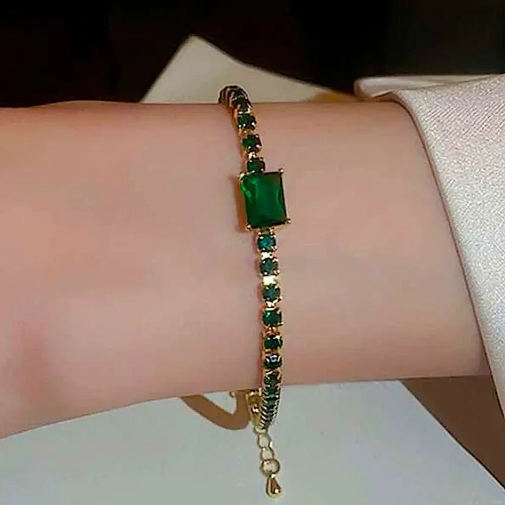 Emerald Gol Plated Zircon Bracelet